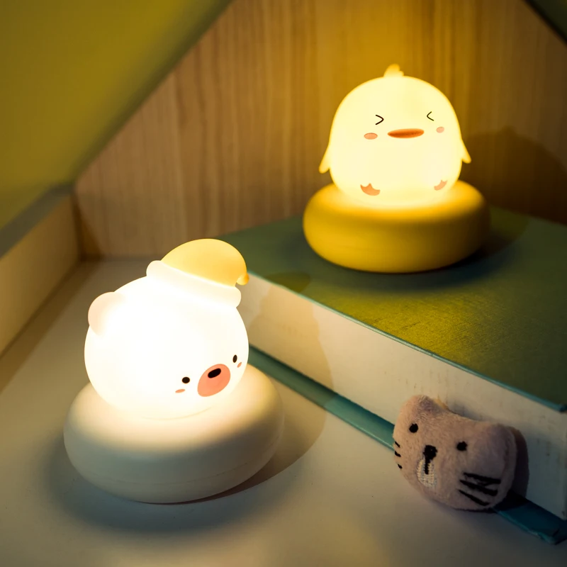 Chirldren Night Light USB Rabbit Bear Duck Cat Night Lamp For Bedroom Baby Kid Room Decor Toys Gifts Under Cabinet Lights