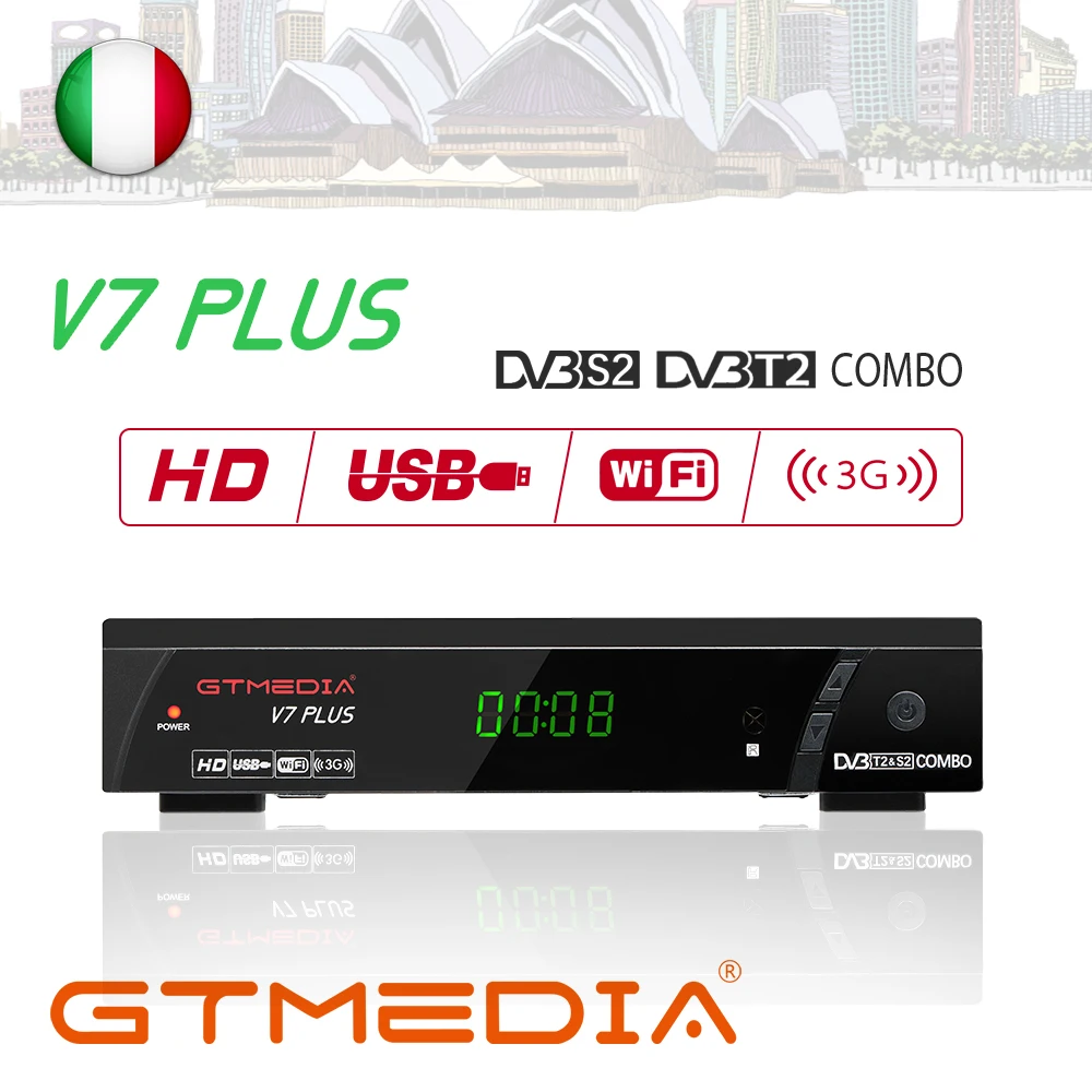 GTMedia V7 плюс цифра спутниковый телевизионный ресивер DVB S2 T2 декодер 1080P Full HD USB WI FI