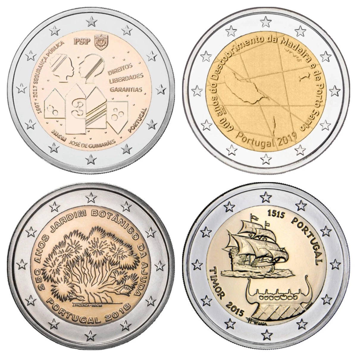 Оригинальные монеты Португалия 2 доллара США 2009-2020 европейская Красивая памятная