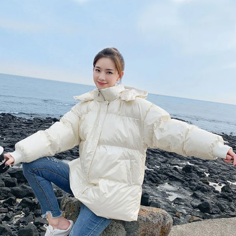 

Women Thick Warm Glossy Winter Coat Female Windbreaker Waterproof Puffer Jacket Oversized Long Parka Harajuku Jacket