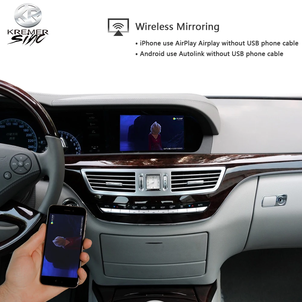 Зеркальный беспроводной Apple CarPlay Android Авто модернизация для Mercedes Benz W221 iSmart