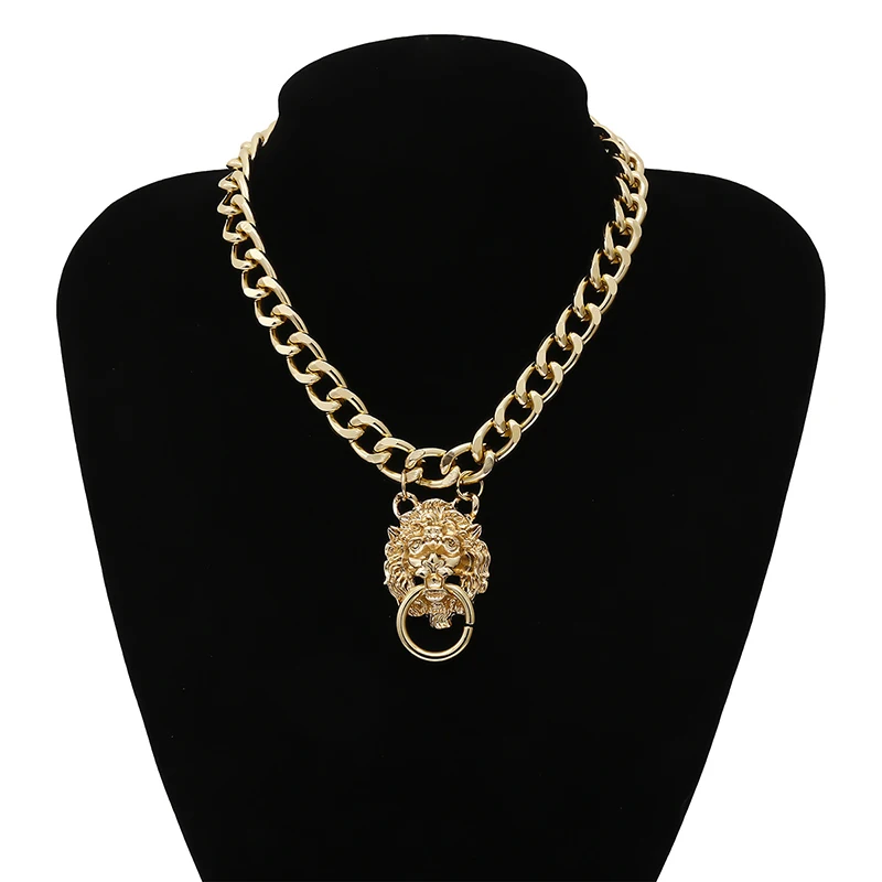 

Personalized single-layer punk lion head necklace hip-hop trend exaggerated three-dimensional necklace women