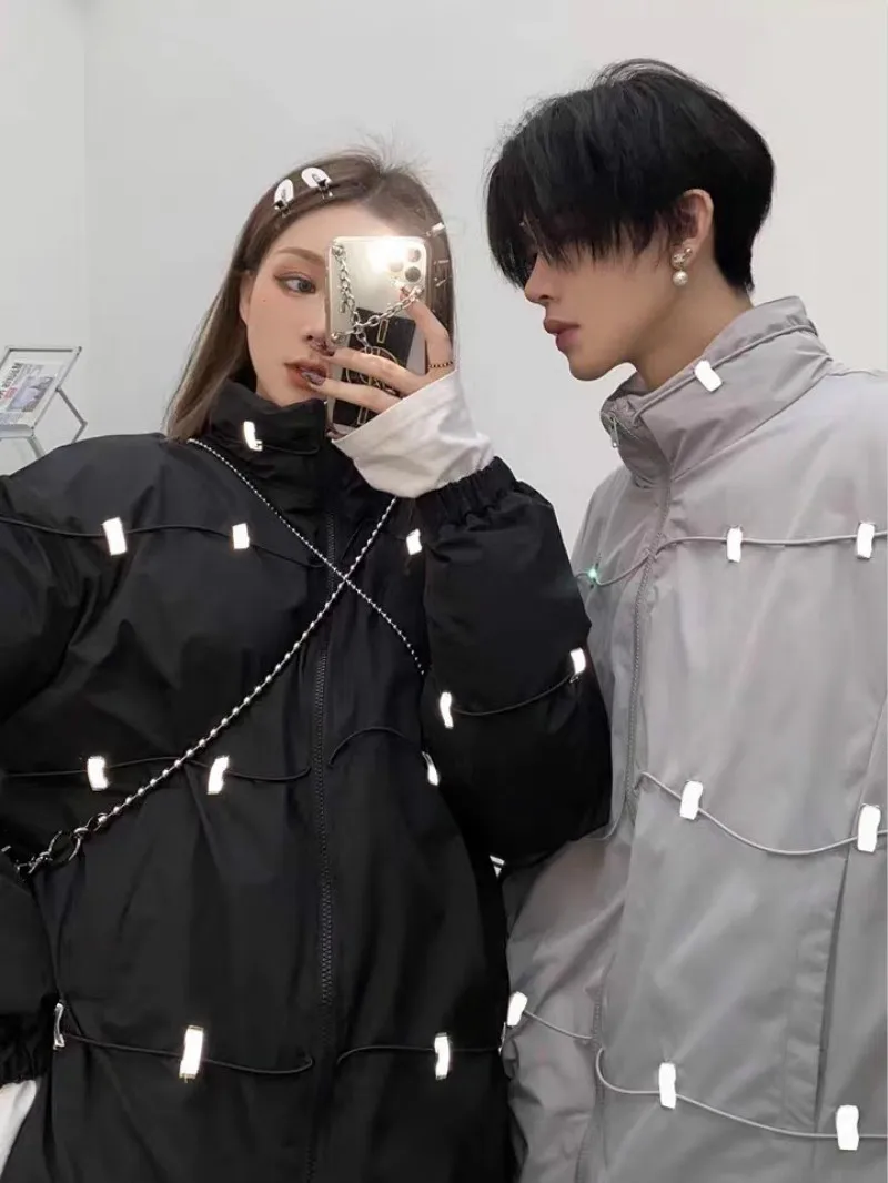 Fashion Bomber Jacket Coat Casual Loose Cotton Padded Parkas Hip Hop Streetwear Mens Winter Jackets and Coats Outerwear Hipster