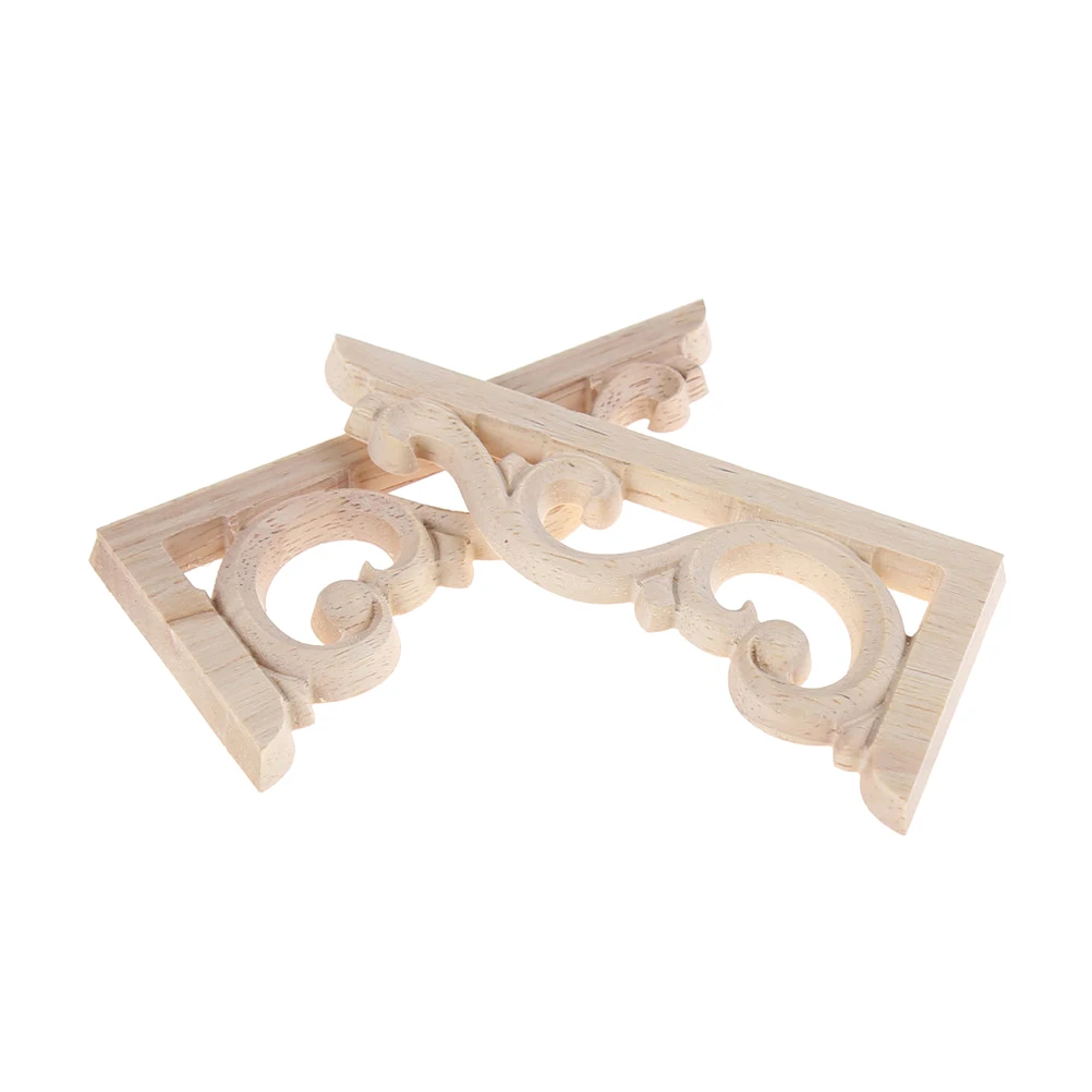 1 пара Неокрашенная древесина Резные углу накладка аппликация рама для домашней