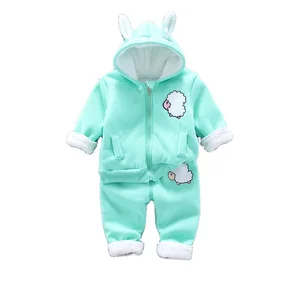 Осенне-зимняя модная одежда для малышей, пальто и штаны с рисунком для мальчиков и девочек, 2 шт.компл., детская утепленная спортивная одежда в полоску