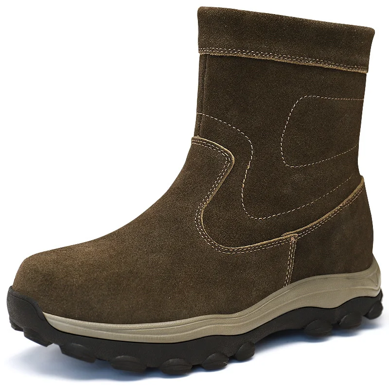 Мужские зимние ботинки из натуральной кожи на толстом меху Мужская зимняя обувь