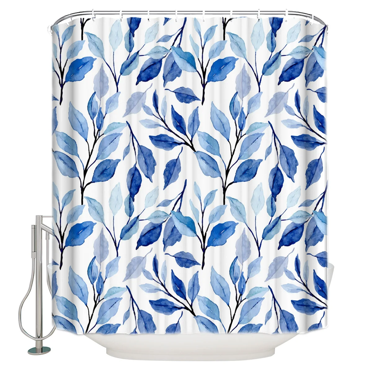 Сверхдлинные тканевые занавески для душа в этническом стиле с листьями