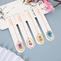 creative bookmark childrens book holder student stationery decor crystal dried flower alloy bookmark accessories book pendant