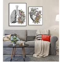 and prints wall pictures medical doctor clinic decor vintage anatomy floral heart brain wall art canvas painting retro posters
