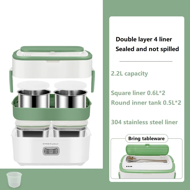 

220V 2.2L Household Electric Meals Lunch Heating Box 2 Layers Mini Portable Electric Rice Cooker With Cutlery Storage Box