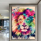 Абстрактная живопись красочный Лев современное животное картина настенное искусство для художественного творчества холст постер украшение дома без рамки