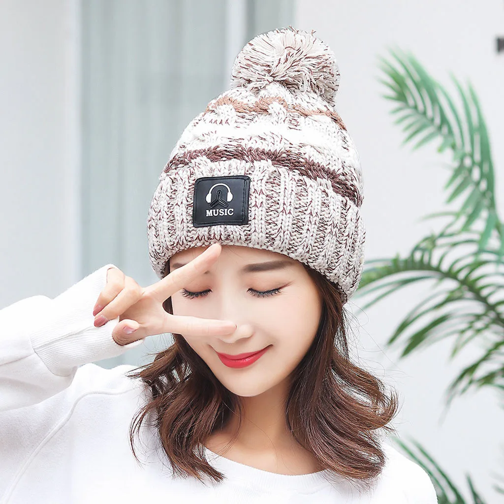 Теплая вязаная шерстяная шапка для офиса спорта на открытом воздухе