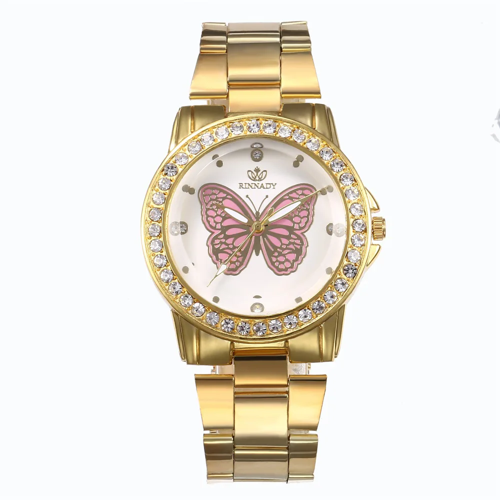 Модные женские часы с рисунком бабочки Спортивные кварцевые наручные большим