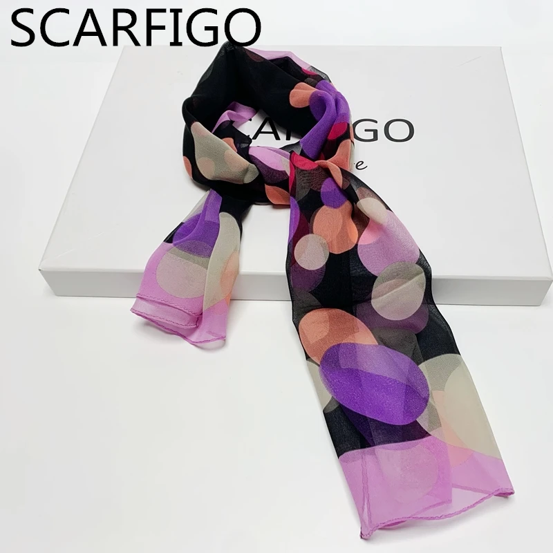 

Шарф SCARFIGO женский длинный с милым принтом, мягкая шаль, модный кружевной Шелковый градиентный платок в горошек, на лето