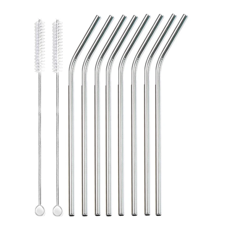 

Металлические многоразовые трубочки из нержавеющей стали 8 шт.