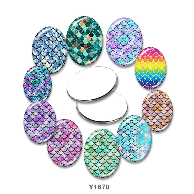 

Scales Oval glass cabochon 13x18mm/18x25mm/30x40mm flat back Making findings TRY1670