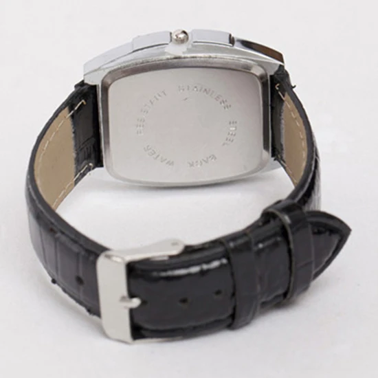 

Women's Rhinestone Barrel Shape Case Faux Leather Band Analog Quartz Wrist Watch