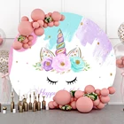 Laeacco мультфильм Единорог цветы фон для фотографии Золотой блестящий ребенок душ настроить постер Круглый Круг фото фон