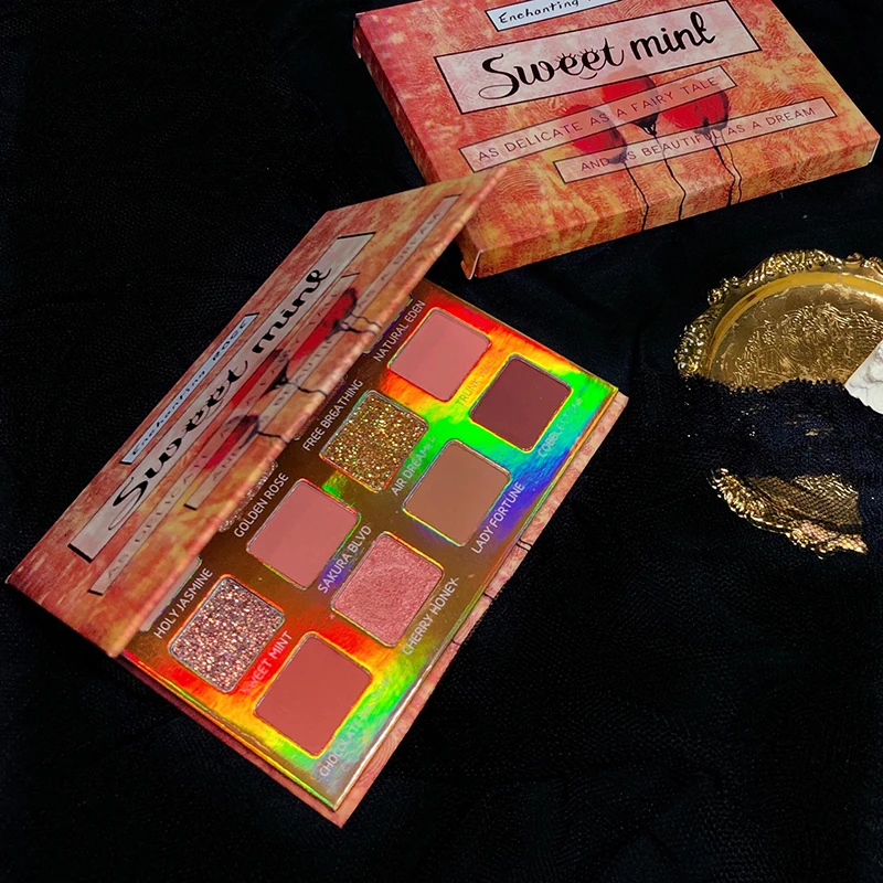 Прессованные матовые тени для век Sweet mint 12 цветов Палетка водостойких теней