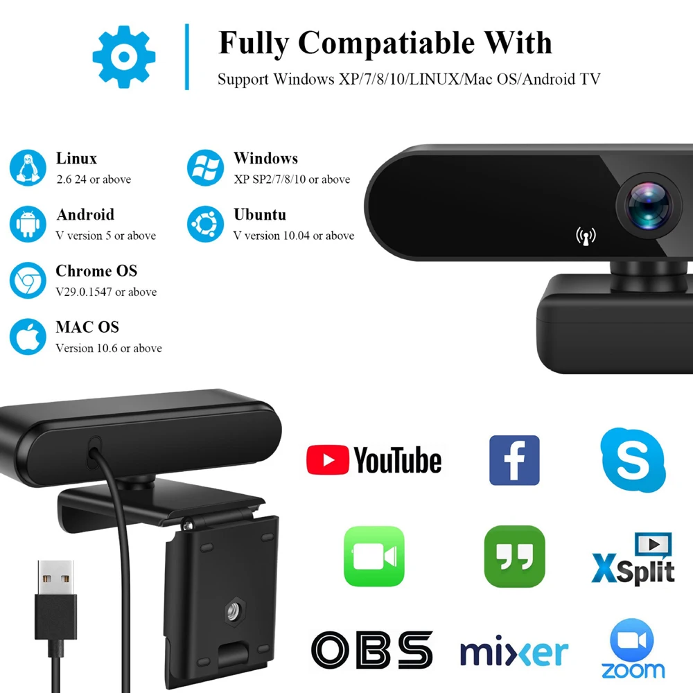 

The new K12 1080P webcam Full HD computer PC webcam with microphone, rotatable camera, used for live video call conference work