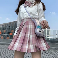 summer 2021 women fashion plaid pleated skirt shorts mini high waisted japanese school uniform style kawaii cute sweets clothes