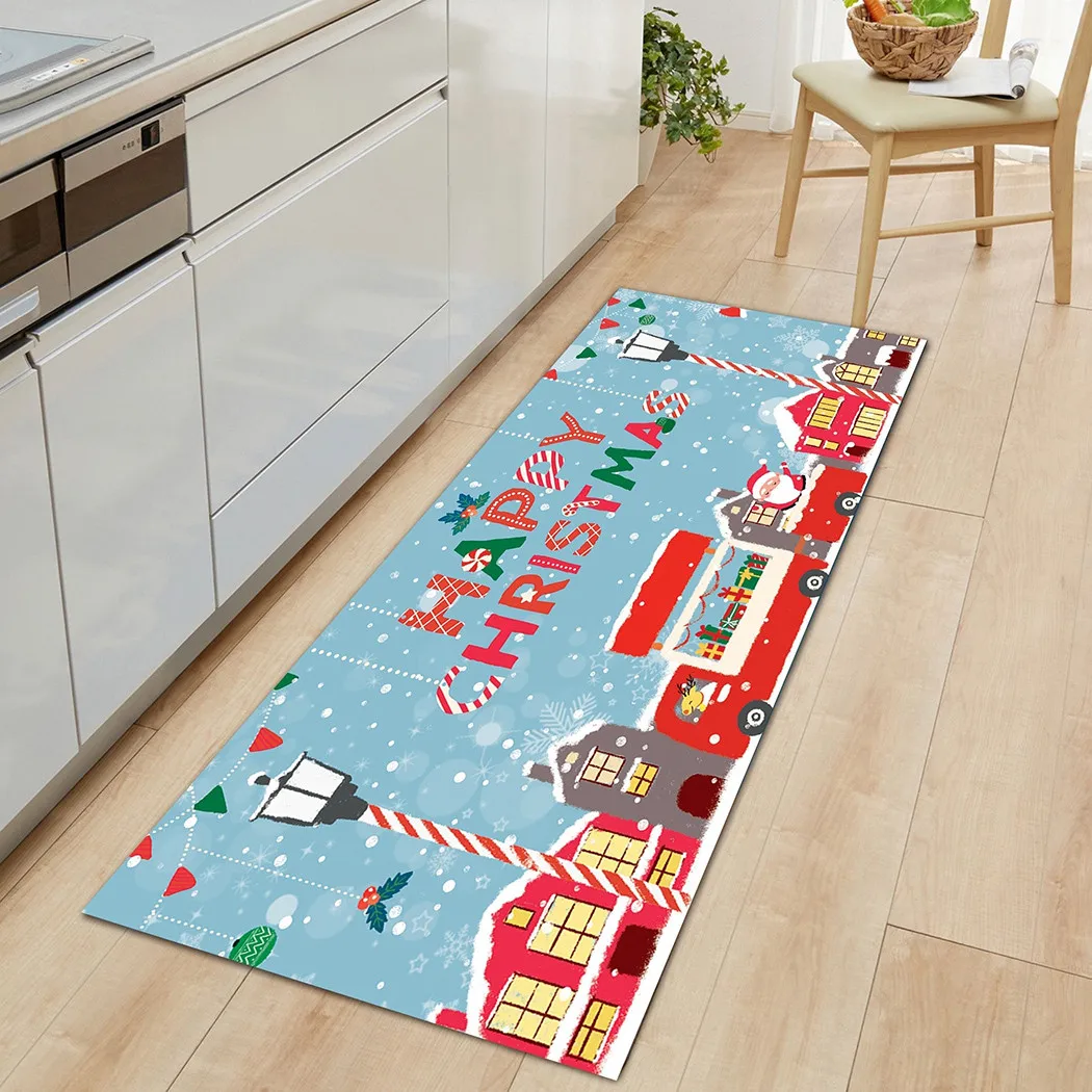 

Santa Claus Christmas Mat Soft Rug Welcome Doormats Non-Slip Carpet Outdoor Carpet For Xmas Party Decor Navidad Gift New Year