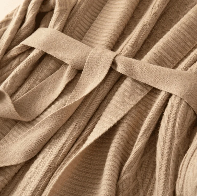 

In autumn and winter, long and thick yak cashmere overcoat in thick plus-size cardigan european-american style coat