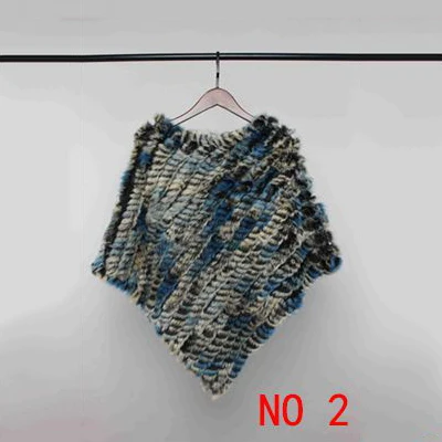 Multicolor 2 VISI HOP/модное Стильное женское пончо с натуральным кроличьим мехом, Вязаная Шаль, качественная накидка VS5201 - Цвет: Multicolor 2