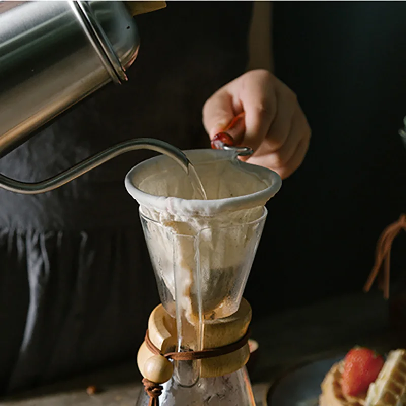 MICCK прочные многоразовые хлопковые фланелевые фильтры воронка фильтр для кофе