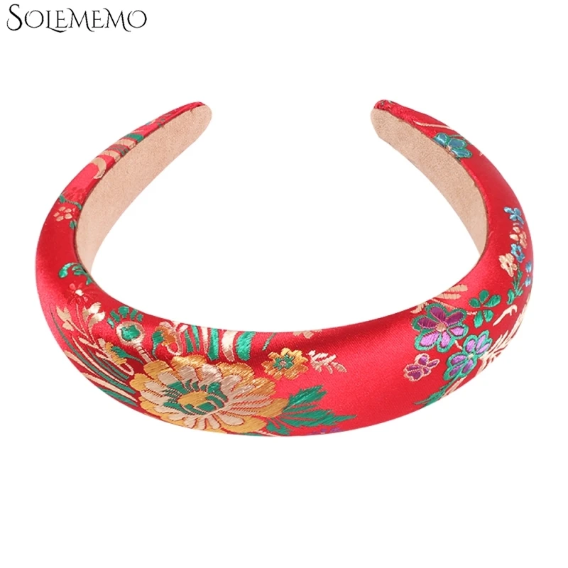 Женская повязка на голову с атласным узором в стиле ретро этнические украшения