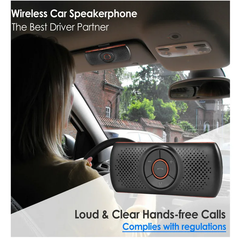 Автомобильный Bluetooth громкоговоритель поддержка MP3 Воспроизведение музыки Handfree