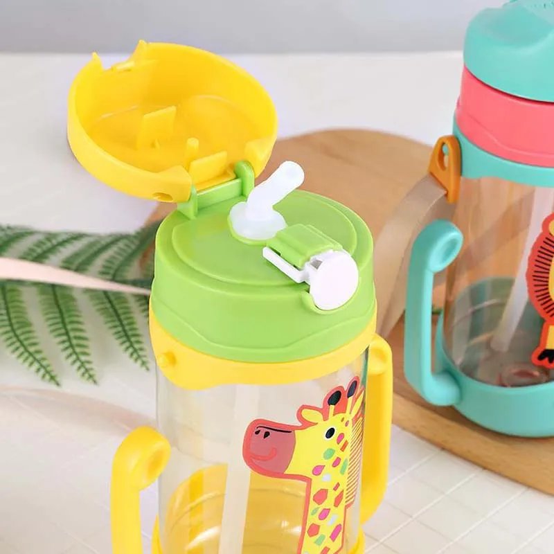 400 мл дети учатся чашка для питья соломы бутылочка кормления с ручкой милый