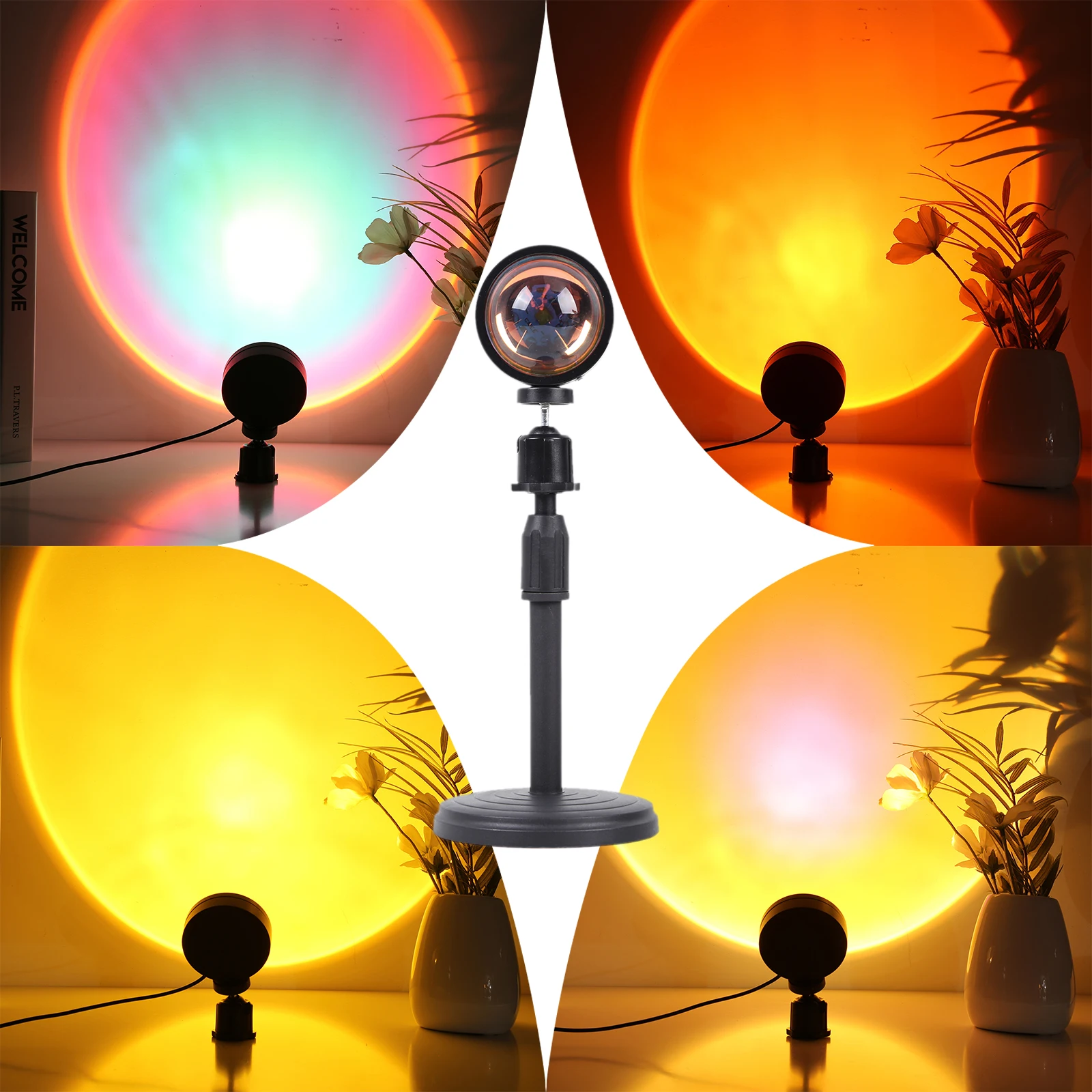 

Romantic Sunset Projection Lamp Rainbow Atmosphere Led Lamp for Bedroom Decor Coffe Shop Wall Decoration Night Light