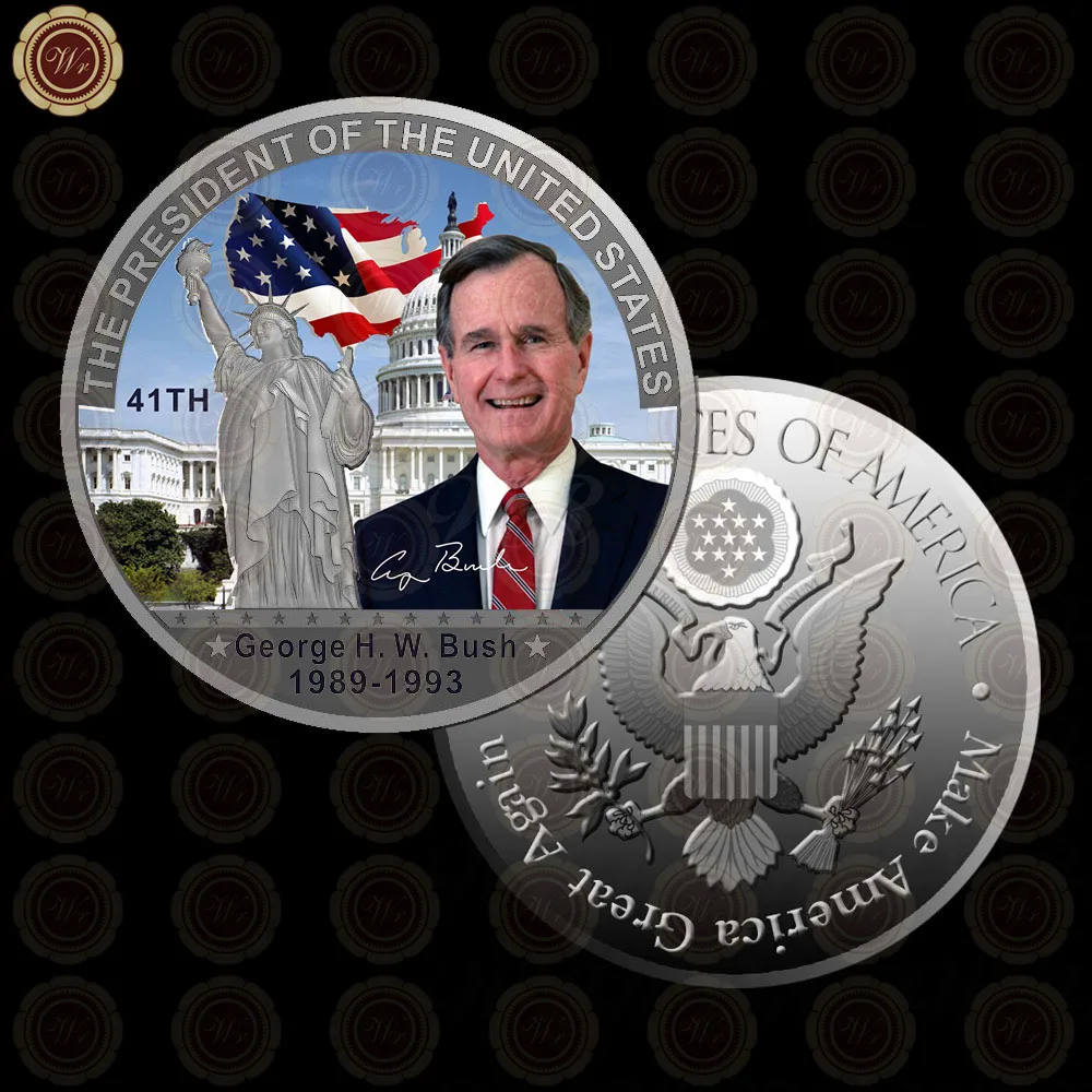 Новый праздничный подарок окрашенный George H. W. Чехол с посеребренными монетами 41