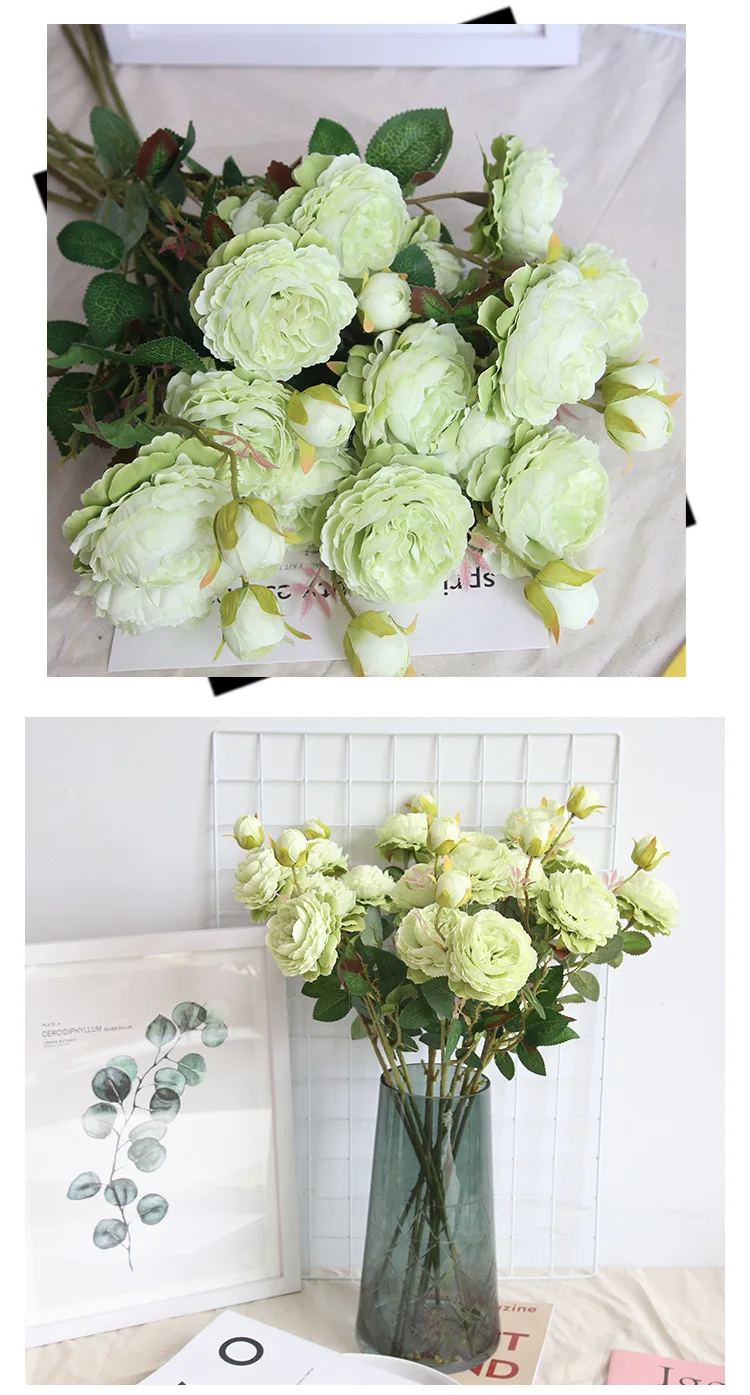 

Rose Flower Bouquet Vintage Silk Lifelike Fake Flower Wedding Flower Indoor Party Festival Supplies Home Hotel Photography Gift