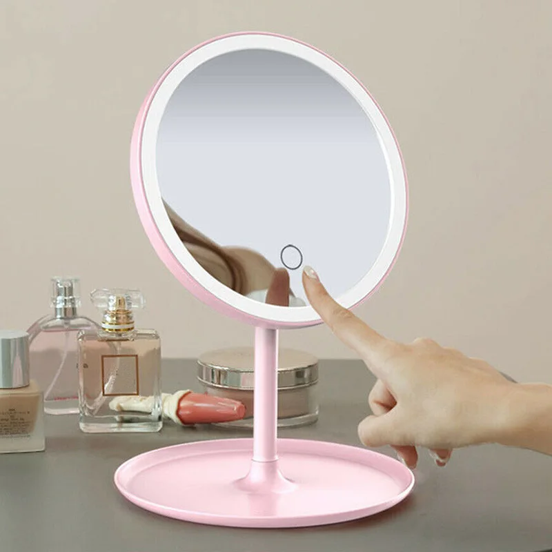 

Portable Makeup Mirror Free Rotating Angle Adjustable Chargable Cosmetic Mirror with LED Lights WWO66