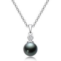 lnngy real 925 sterling silver pearl necklace 11mm natural tahitian pearls chain necklace for women elegant charm jewelry gifts