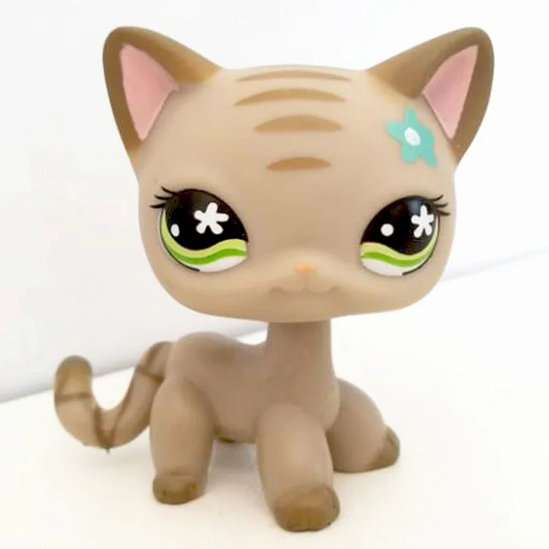 483 pet shop lps лпс пет шоп игрушки кошка немного короткие волосы стоял серый#5#391 черный#336 старые оригинальные игрушки котенок детей Рождество подарок коллекция - Цвет: 483
