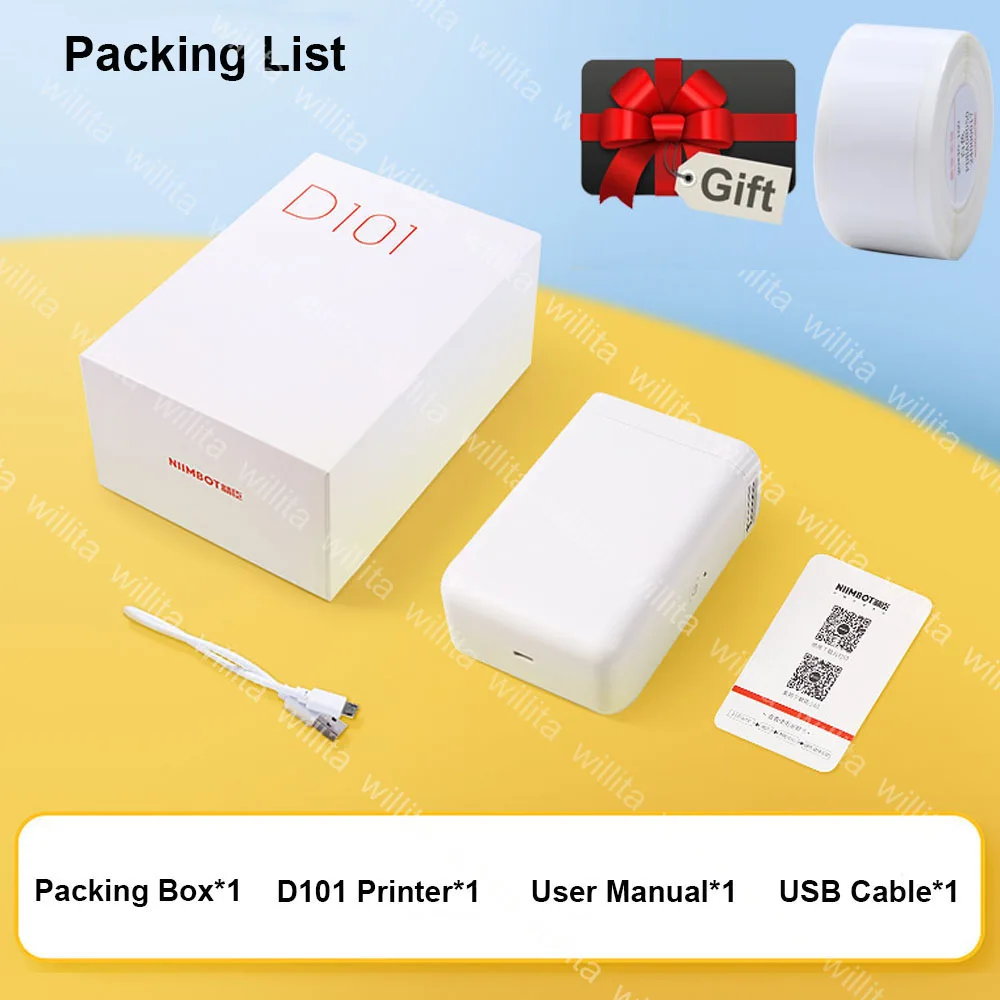 

Thermal Label Printer Home Office Use Mini Label Printing Tool Inkless Portable Pocket Label Sticker Maker Machine D101