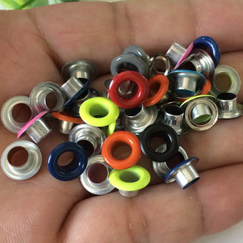 100 компл./упак. 4 5 мм Красочные проушины с прокладкой краска Железный люверсы