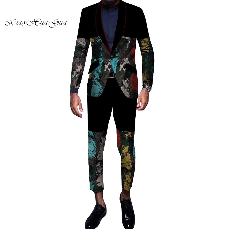 Комплект из 2 предметов блейзер и штаны мужская одежда с вышивкой в африканском