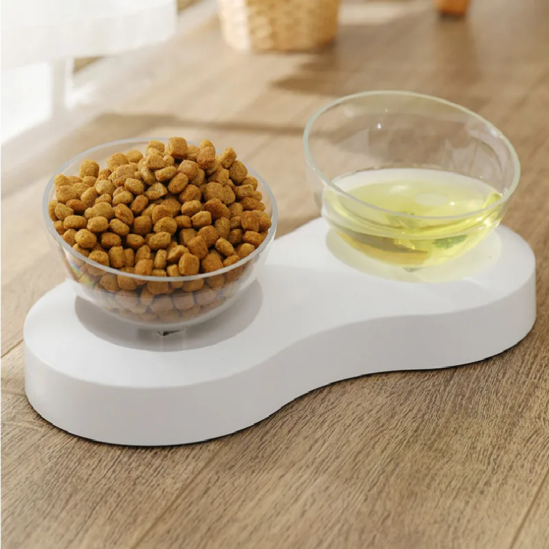 Non-slip Кошачьи миски с двумя чашами регулируемый угол для домашних животных Еда и