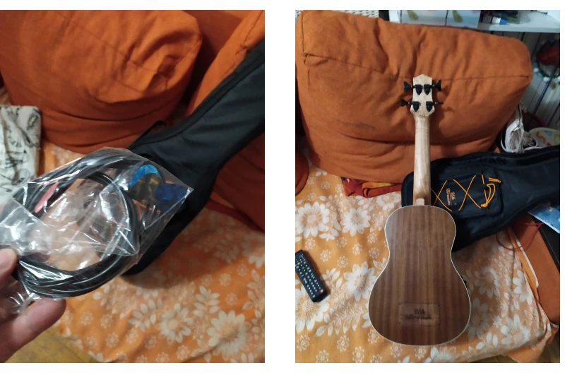 30 дюймов Мини электрическая гитара Музыкальные инструменты Полный Sapele Ретро Закрытая ручка Гавайские гитары 4 струны бас гитара ra UB-113