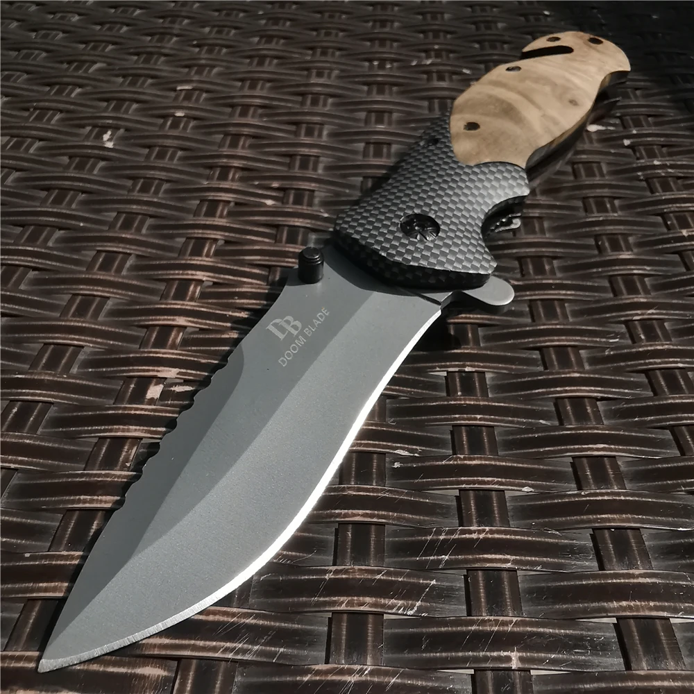

58HRC Pocket 8cr15mov Blade Wood Handle Folding Knife Hunting Tactical Outdoor Tool Knives for Outdoor Survival, Camping and EDC
