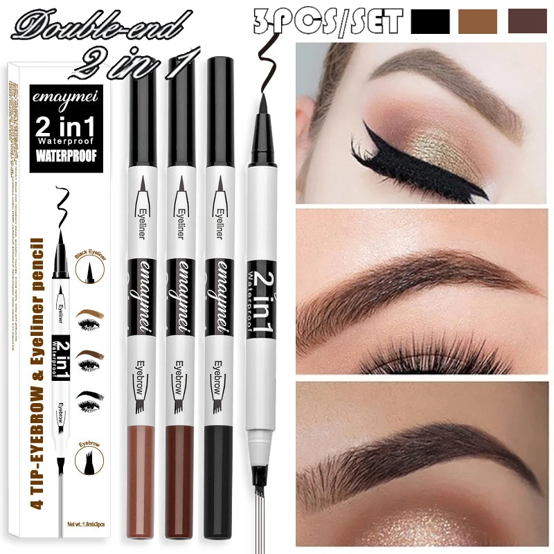 3 шт./компл. 2 в 1 микроблейдинг карандаш для бровей подводка глаз водостойкая