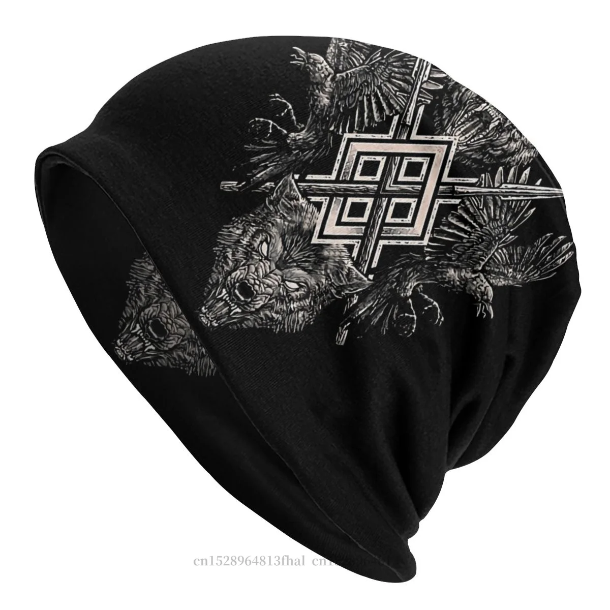 

Norse Mythology Vikings Beanie Hats Wolf Raven Of Odin Geri Freki Huginn Muninn Gungnir Hat Bonnet Skullies Caps Men Women's