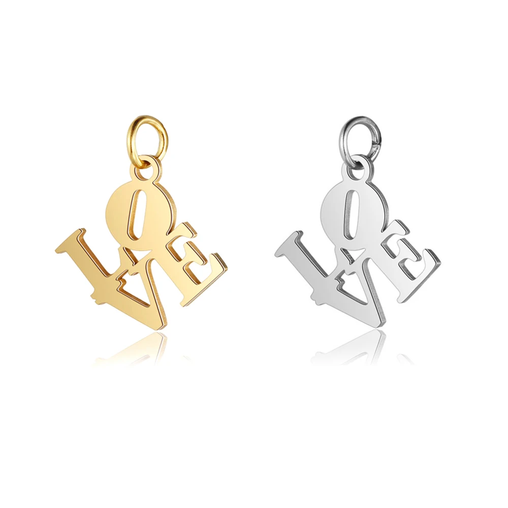 

10Pcs/Lot Stainless Steel Love Charms Gold Silver Color Love Charm for DIY Necklace Jewelry Making Findings