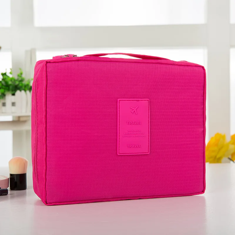 Multifunction Travel Cosmetic Bag Women Makeup Bags Toiletries Organizer Waterproof Female Storage Make Up Cases Wholesale - Цвет: Rose red