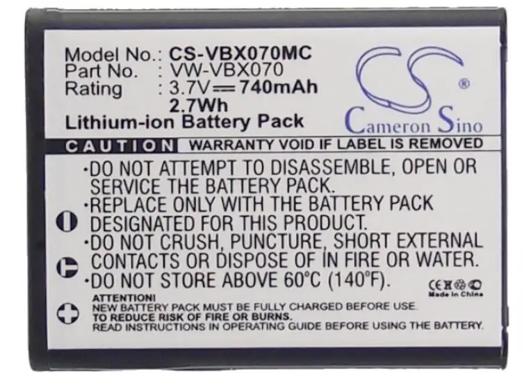 

cameron sino 740mah battery for PANASONIC HM-TA2 HX-DC1 DC10 DC10EB-K DC10EF-K DC10GK DC15 DC1EB-H DC1EB-K DC1EB-R DC1EB-W DC3