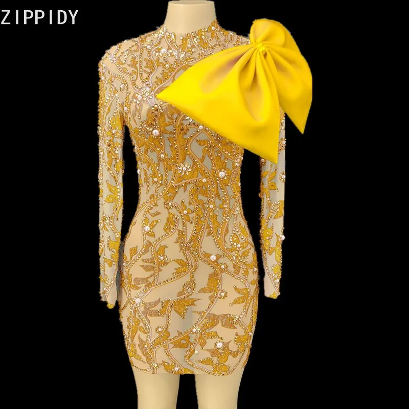 

Женское мини-платье YOUDU, Сетчатое платье с большим бантом, стразами и принтом жемчуга, 6 цветов